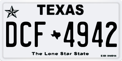 TX license plate DCF4942