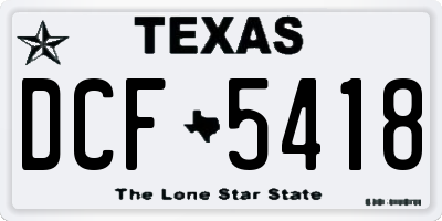 TX license plate DCF5418