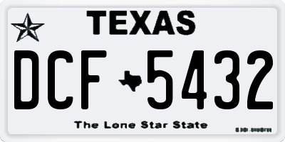 TX license plate DCF5432