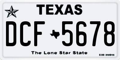 TX license plate DCF5678