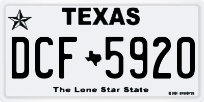 TX license plate DCF5920