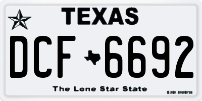 TX license plate DCF6692
