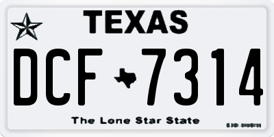 TX license plate DCF7314
