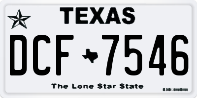 TX license plate DCF7546