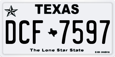 TX license plate DCF7597
