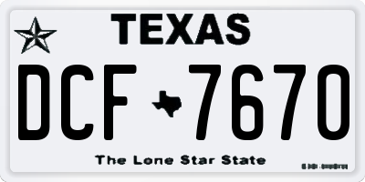 TX license plate DCF7670