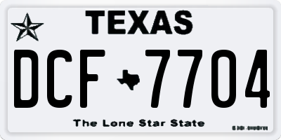 TX license plate DCF7704