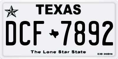 TX license plate DCF7892