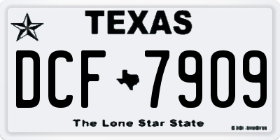 TX license plate DCF7909