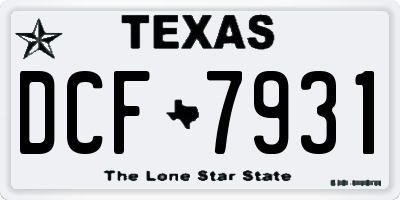 TX license plate DCF7931