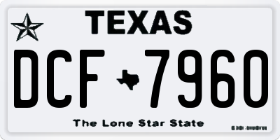 TX license plate DCF7960
