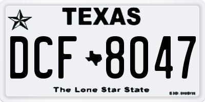 TX license plate DCF8047