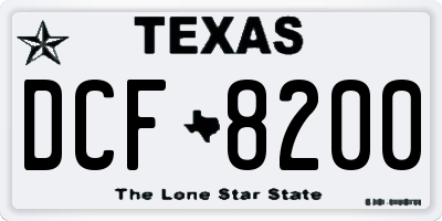 TX license plate DCF8200