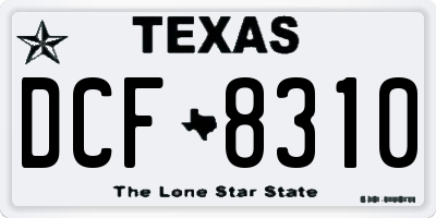 TX license plate DCF8310