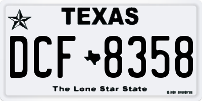 TX license plate DCF8358
