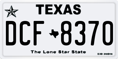 TX license plate DCF8370