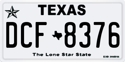 TX license plate DCF8376