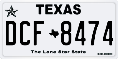 TX license plate DCF8474
