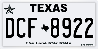 TX license plate DCF8922