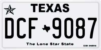 TX license plate DCF9087