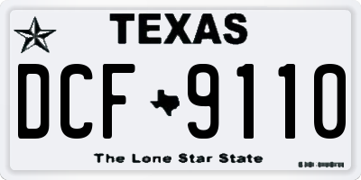 TX license plate DCF9110