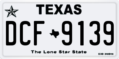TX license plate DCF9139