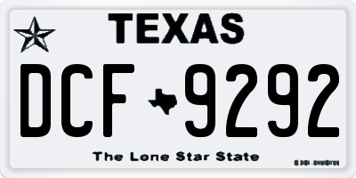 TX license plate DCF9292