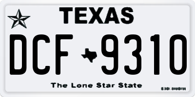 TX license plate DCF9310