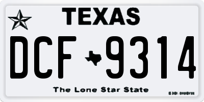 TX license plate DCF9314
