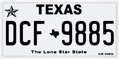 TX license plate DCF9885