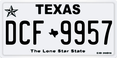 TX license plate DCF9957