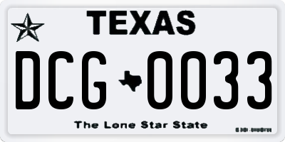 TX license plate DCG0033