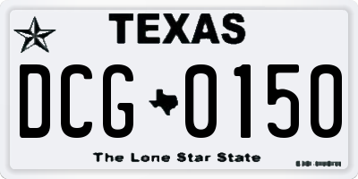 TX license plate DCG0150