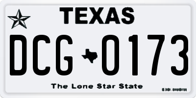 TX license plate DCG0173