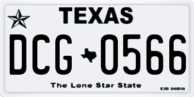 TX license plate DCG0566