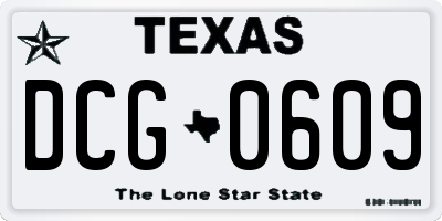 TX license plate DCG0609