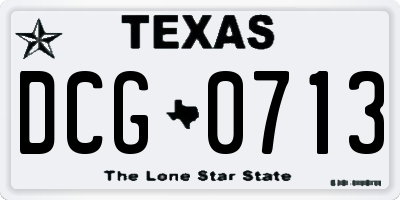 TX license plate DCG0713