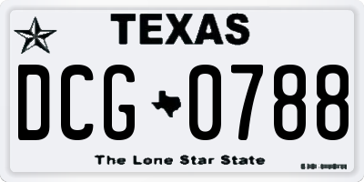 TX license plate DCG0788