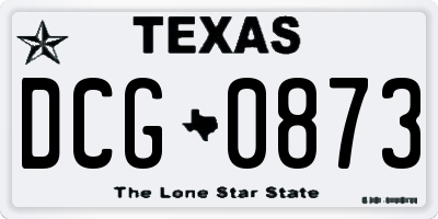 TX license plate DCG0873