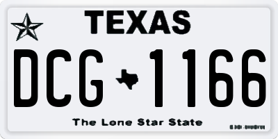 TX license plate DCG1166