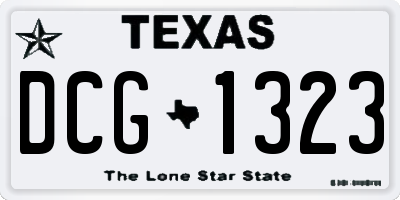TX license plate DCG1323