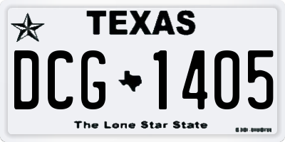 TX license plate DCG1405