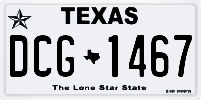 TX license plate DCG1467