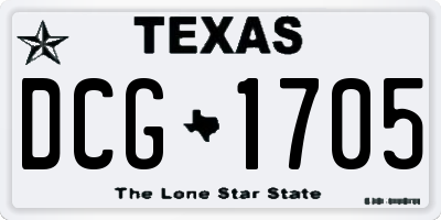 TX license plate DCG1705