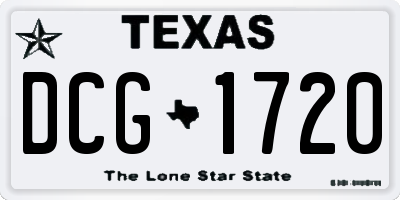 TX license plate DCG1720