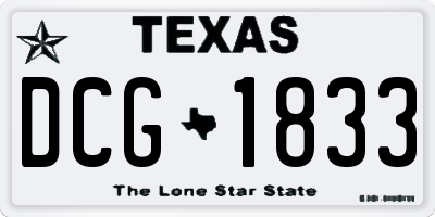 TX license plate DCG1833