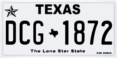 TX license plate DCG1872