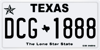 TX license plate DCG1888