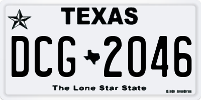 TX license plate DCG2046