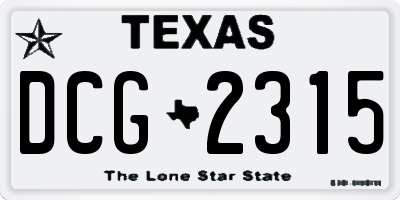 TX license plate DCG2315